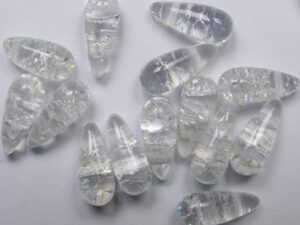 0150214 Crystal Crackle Czech Glass Drop Beads 12x5 mm 15 stuks - Afbeelding 1