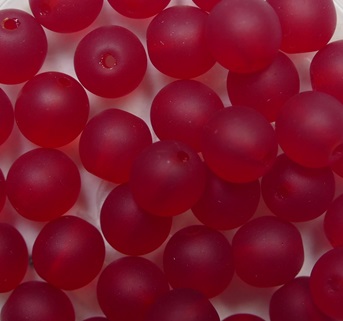 06-R-90090-84110 Matte Siam Ruby Czech Glass Round Druk Beads 6 mm