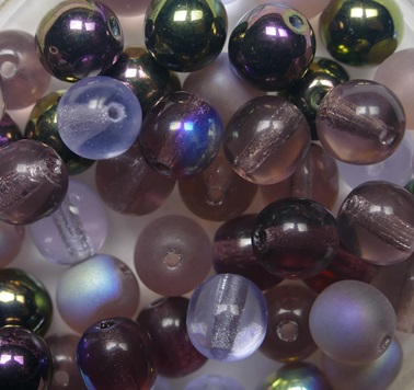 06-R-PMIX Purple Mix Czech Glass Druk Round Beads 6 mm