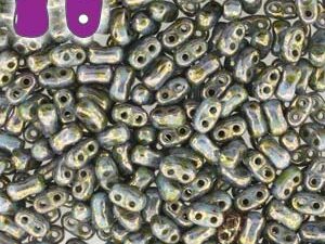 BO-63030-15695 Opaque Blue Turquoise Bronze Picasso Bi-Bo Beads 10 gram