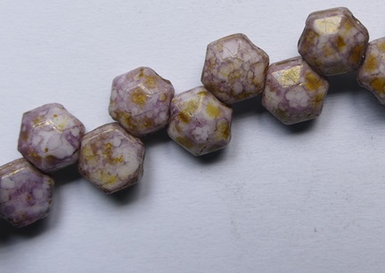 C-HON-02010-15695 White Alabaster Senegal Purple Chiseled Honeycomb Beads 6 mm color 02010-15695