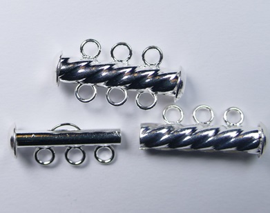 CLSP401SP Silver Plated Round Fluted Clasp 3 strengen 22 mm