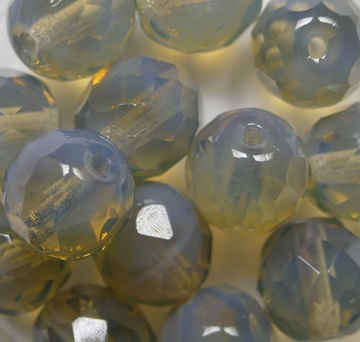 FP1-10-41000 Black Diamond Opal Czech Glass Facet Firepolish 10 mm color 41000