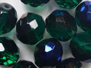 FP1-10-50140-22201 Green Emerald Azuro Czech Glass Facet Firepolish 10mm 10 stuks