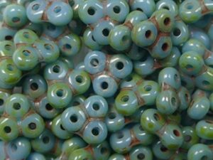 TB-6-63030-43400 Opaque Blue Turquoise Silver Picasso Trinity Beads 6x6 mm 5 gram - Afbeelding 1