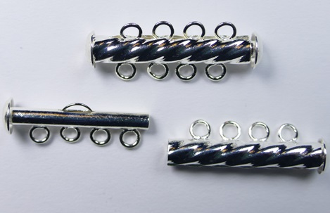 clsp402SP Silver Plated Round Fluted Clasp 4 strengen 26,5 mm