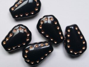 0010549 Jet Copper Washed Lacy Tear Beads 17x12 mm 6 stuks