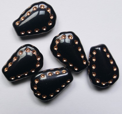 0010549 Jet Copper Washed Lacy Tear Beads color 23980-54307