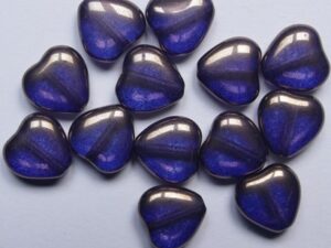 0080733 Crystal Lila Vega Luster Czech Glass Heart Bead 10 mm 10 Pc