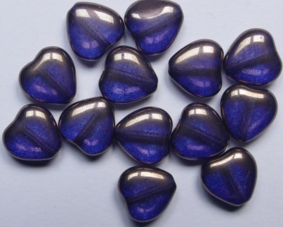 0080733 Crystal Lila Vega Luster Czech Glass Heart Beads 10x10 mm color 00030-15726