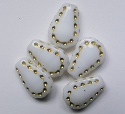 01402308 White Alabaster Gold Washed Lacy Tear Beads color 02010-54302