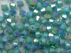 03-MC-63130-28701X2 Opaque Green Turquoise 2XAB bicones 3 mm 50 stuks