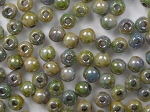 03-R-02010LN Luster Marble Green Round 3 mm. 100 Pc. - Afbeelding 1