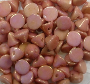 BB-03000-14497 Chalk White Gold Luster Button Beads