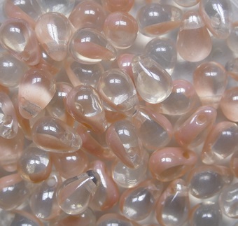 CD-6x4-76028-14400 Moonshine Pink Luster Czech Glass drop beads 4x6 mm color 76028-14400