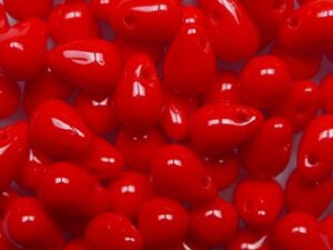 CD-6x4-93180 Opaque Red Czech Glass Drops 50 Pc. - Afbeelding 1