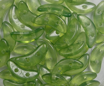 cmcr-S0010CR czech mates 2-hole crescent transparent green flash