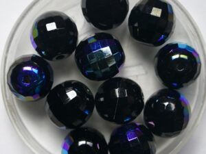 0010551 Jet AB Czech Glass Firepolish Discoball 10 mm 12 stuks