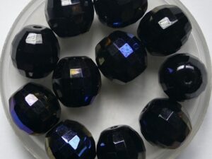 0010552 Jet Azuro Czech Glass Firepolish Discoball 10 mm 12 stuks