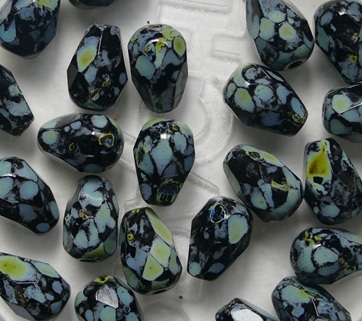 0010555 Jet Travertin Firepolish Facet Pear 5x7 mm color 23980-86800