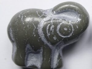0020335 Opaque Grey Silver Washed Czech Glass Elephant Bead 20x21 mm 1 Pc.