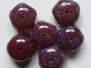 0030379 Caramel Opal Travertin Czech Glas Table Cut 5-cut Donut Beads 9x14 mm 6 stuks - Afbeelding 1