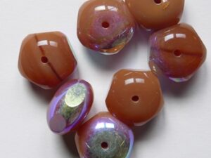 0030380 Mixed Caramel Opal AB Czech Glas Table Cut 5-cut Donut Beads 9x14 mm 6 stuks