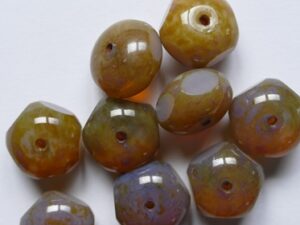 0030381 Amethyst Opal Silver Picasso Czech Glas Table Cut 5-cut Donut Beads 9x14 mm 6 stuks - Afbeelding 1