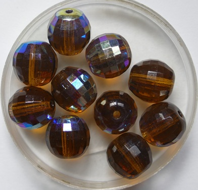 0030382 Smoked Topaz AB Firepolish Discoball 10 mm