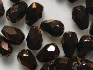 0030387 Jet Bronze Peervormig Facet Firepolished 7x5 mm 20 Pc.