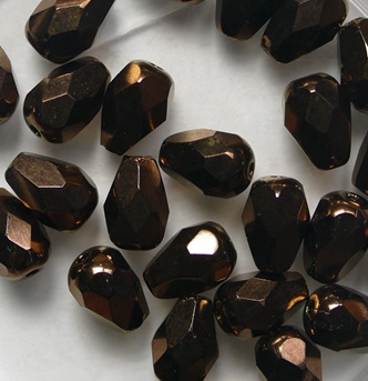 0030387 Jet Bronze Firepolish Facet Pear 5x7 mm color 23980-14415