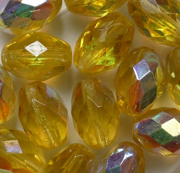 0030390 Light Topaz AB Firepolish Oval Facet 11x8 mm color 10020-28701