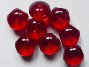 0050365 Siam Ruby Czech Glas Table Cut 5-cut Donut Beads 9x14 mm 6 stuks