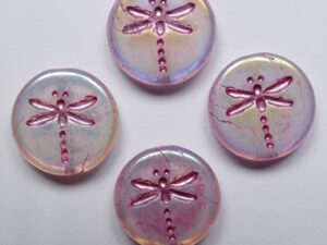 0070502 Crystal Full AB Fuchsia Washed Dragonfly Beads 4 Pc.