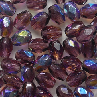 0080737 Amethyst AB Firepolish Oval Facet 6x4 mm color 20060-28701
