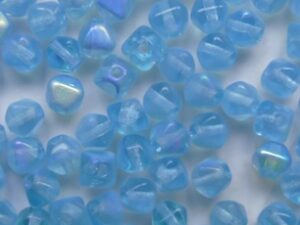 0090518 Aquamarine AB Czech Glass Dubbele Piramide 4x4 mm 50 stuks - Afbeelding 1
