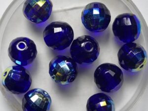 0090519 Cobalt AB Czech Glass Firepolish Discoball 8 mm 12 stuks