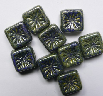 0090521 Opaque Royal Blue Travertin Gold Touched Squared Kiwi Beads color 83120-86800-54301