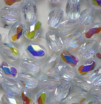 0090522 Light Sapphire AB Firepolish Oval Facet 6x4 mm color 30000-28701