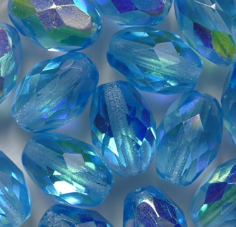 0090524 Aquamarine AB Firepolish Oval Facet 11x8 mm color 60010-28701