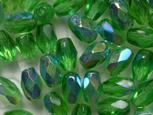 0100644 Green AB Oval Facet 6 x 4 mm. 25 Pc.