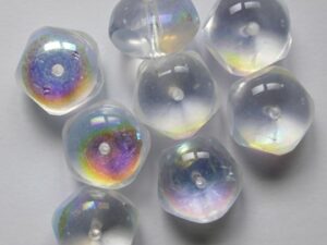 0150218 Crystal AB Czech Glas Table Cut 5-cut Donut Beads 9x14 mm 6 stuks - Afbeelding 1