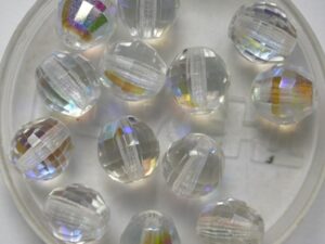 0150220 Crystal AB Czech Glass Firepolish Discoball 8 mm 12 stuks - Afbeelding 1