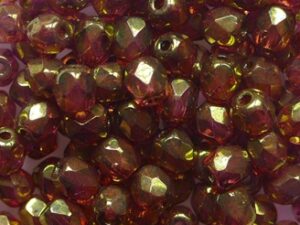 FP1-04-00030-14497 Crystal Red Gold Luster Czech Glass Facet Firepolish 4mm 50 stuks - Afbeelding 1