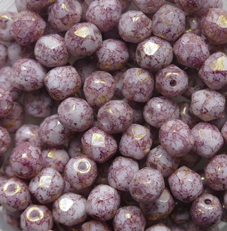 FP1-04-02020-15496 Snow White Terracotta Purple Czech Glass Facet Firepolish 4mm color 02020-15496