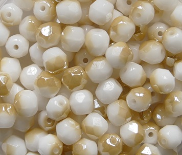 FP1-04-02020-23501 Snow White Honey Czech Glass Facet Firepolish 4mm color 02020-23501