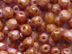 FP1-04-02020-65307 Snow White Pink Orange Lazura Czech Glass Facet Firepolish 4mm 50 stuks