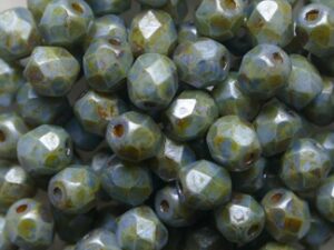 FP1-04-02020-65431 Snow White Green Blue Lazura Czech Glass Facet Firepolish 4mm 50 stuks