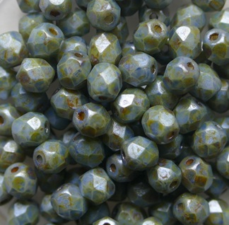 FP1-04-02020-65431 Snow White Green Blue Lazura Czech Glass Facet Firepolish 4mm color 02020-65431