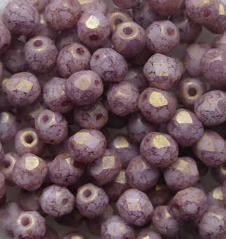 FP1-04-02020-84010-15496 Snow White Matte Terracotta Purple Czech Glass Facet Firepolish 4mm color 02020-84010-15496